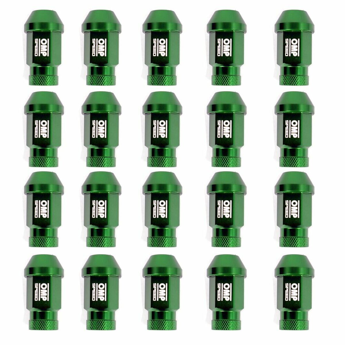 Set Mutterit OMP 7075 40 mm M14 x 1,50 20 uds Vihreä